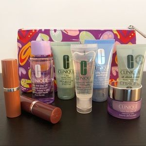 Clinique Mini's with Makeup bag and 2 lipstick’s